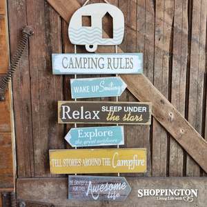Wall Art: Camping Rules Wooden Novelty Sign