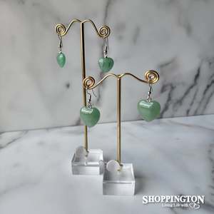 Gemstone Jewellery: Earrings - Heart Shaped Aventurine