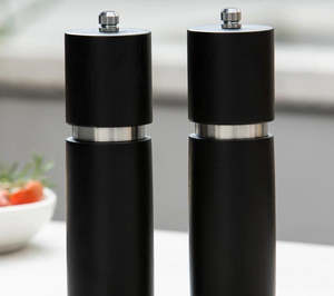 Tableware: Gather Black Salt&Pepper Grinders