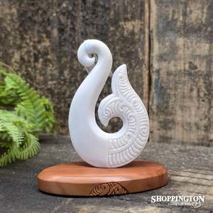 Nz Made Art Gallery: Bone Carved Hook on Wooden Stand