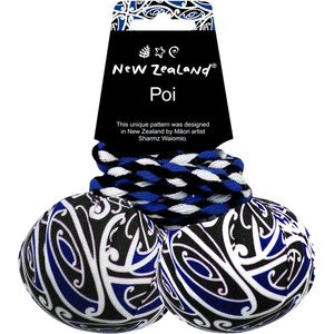 Te Wiki O Te Reo Maori: NZ Maori Patterned Poi - Blue