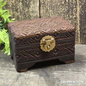 Jewellery Box - Carved Wooden Jewellery Box - 15cm x 10cm