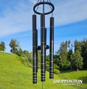 Wind Chimes Spinners: Wind Chime - Natures Melody Black & Silver (tuned) 28"