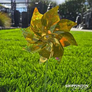 Wind Chimes Spinners: Wind Spinner - Gold Sparkle Pinwheel 20cm