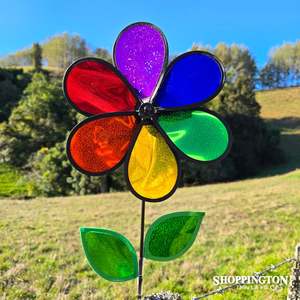 Wind Chimes Spinners: Wind Spinner - Rainbow Sparkle Flower Spinner 30cm