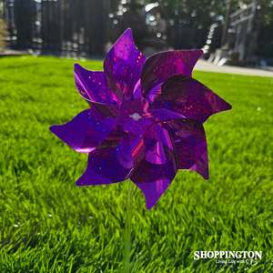 Wind Chimes Spinners: Wind Spinner - Purple Sparkle Pinwheel 20cm