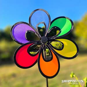 Wind Chimes Spinners: Wind Spinner - Rainbow Dazy Flower 30cm