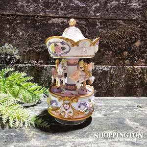 Kids Room Decor: Horse Carousel 15cm - Purple & White