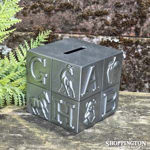 Premium Pewter ABC Cube Money Box