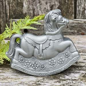 Kids Room Decor: Premium Pewter Rocking Horse Money Box