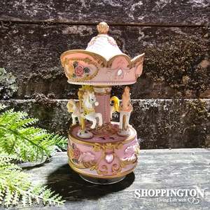 Horse Carousel 15cm - Pink & White