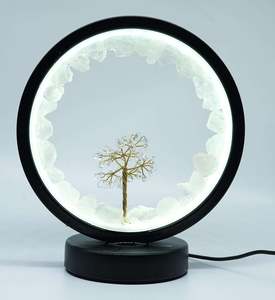 Gemstone LED Lamp - Clear Quartz with Tree