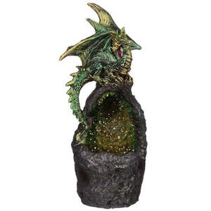 Lamps Lighting: Dark Legends Crystal Cavern LED Dragon - Green
