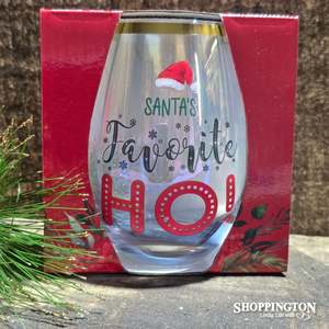 Santa's Favourite Ho Stemless Wine Glass