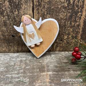 Hanging Heart Angel Decoration