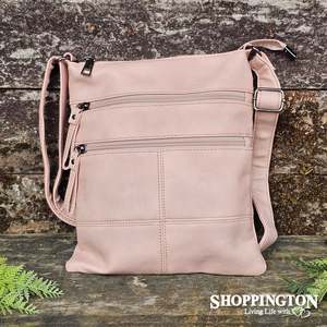 Handbags Wallets: Crossbody Handbag Double Zip Detail Pink