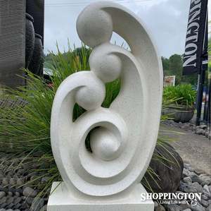 Garden Sculpture - Terrazzo Family Statue / White 80cm