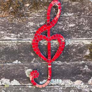 Mosaic Art: z Mirror Mosaic Music Treble Cleff / Red