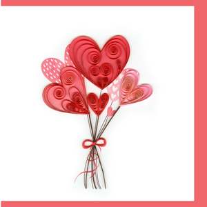 Books Stationary: Handmade Gift Card - Quilled Heart Balloons
