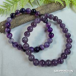 Health Wellbeing: Crystal Gemstone  Bead Bracelet - Amethyst