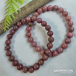 Crystal Gemstone Bead Bracelet - Rhodonite