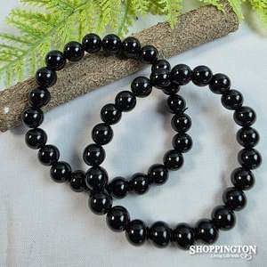 Crystal Gemstone Bead Bracelet - Black Onyx