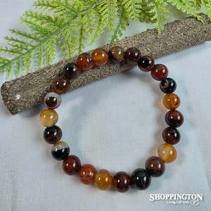 Crystal Gemstone Bead Bracelet - Mixed Garnet/Carnelian