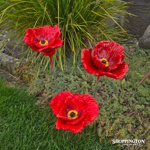 Home Living: 100% NZ Made Ceramic Poppy Garden Stake 50cm