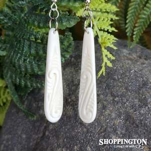 Fashion Jewellery: Bone Carving Earrings - Koru Frond