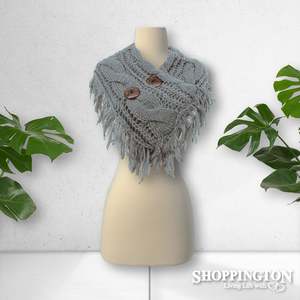 Scarf - Large Button - Soft Grey