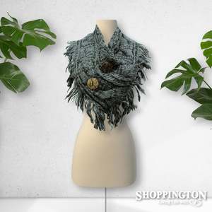 Clothing Accessories: Scarf - Large Button Grey