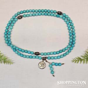 Health Wellbeing: Turquoise (Howlite) Mala necklace- 108 Beads