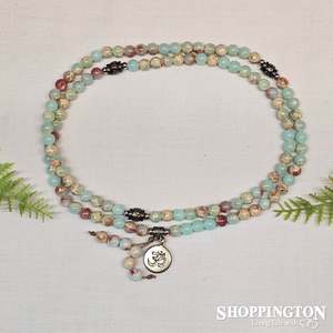 Health Wellbeing: Labradorite Mala necklace- 108 Beads