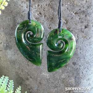 Gifts For Him: Pounamu - Kawakawa Split Heart