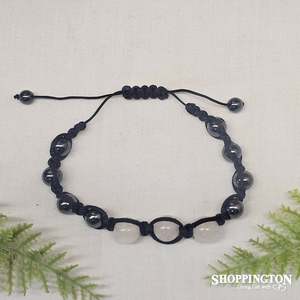 Rose Quartz & Hematite Bead Gemstone Bracelet
