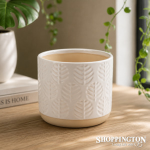 Home Living: Planter - Susan Leaf - White