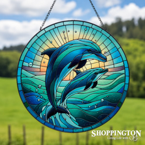 Books Stationary: Stained Glass Hanger - Blue Dolphins