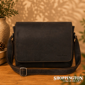 Fashion Accessories: 100% Leather Steven Smart Messenger Satchel