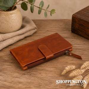 Fashion Accessories: 100% Leather Katie  Wallet - Tan