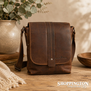 Fashion Accessories: 100% Leather Mini Messenger Henrik - Sand