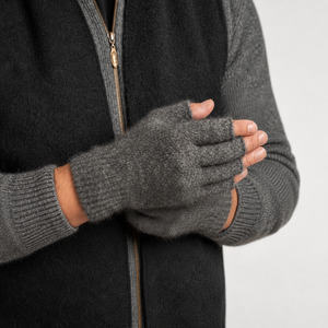 Fashion Accessories: 100% NZ Made Koru Knitwear - Possum Merino Fingerless Gloves / Grey
