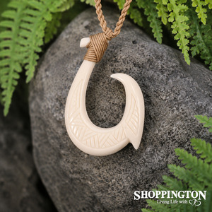 Health Wellbeing: Bone Carved  Hook (Hei Matau) Pendant