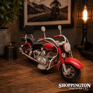 Gifts For Him: Die Cast Metal Replica Red Pillion Passenger Motorbike