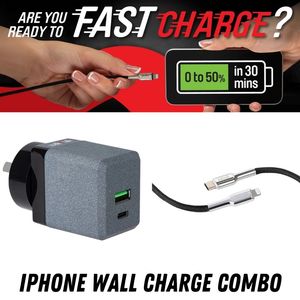 Walkntalk Mobile Phone Accessories: iPhone / Apple FAST CHARGE Combo - Wall Charger + Cable