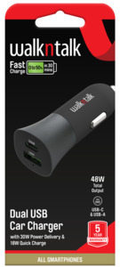 Walkntalk Mobile Phone Accessories: FAST CHARGE Car Charger for iPhone and Samsung