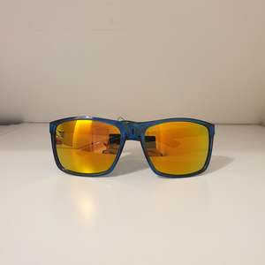 Retro UV400 - Transparent Blue Wayfarer sunglasses with Orange Flash Lenses