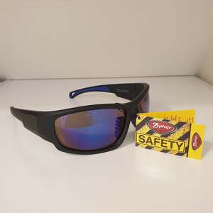 Safety Sunglasses - Medium Impact - Black with Blue Lenses