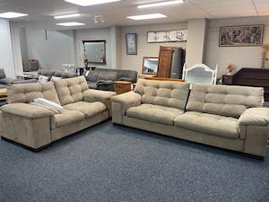 Large 2-Piece Suede Lounge Suite in Camel - Zone