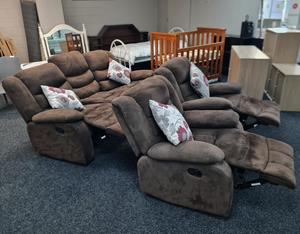 Products: Suede Full Recliner Suite 3+1+1 - Chocolate Brown - Zone