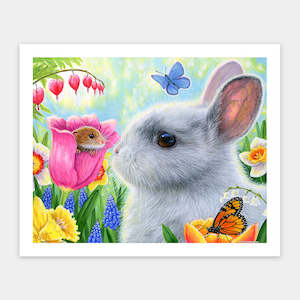 Showpiece 500 Piece Puzzle: Little Friend in the Tulips - 500 Piece Jigsaw Puzzle